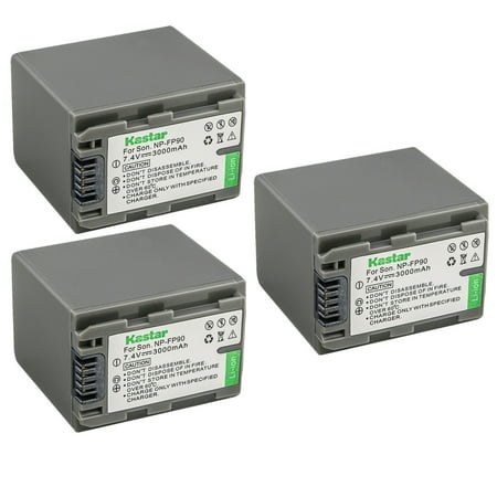 Kastar 3-Pack Battery NP-FP90 / NP-FP91Replacement for Sony DCR-HC40 DCR-HC41 DCR-HC42 DCR-HC43 DCR-HC44 DCR-HC46 DCR-HC65 DCR-HC85 DCR-HC94 DCR-HC96 DCR-SR30 DCR-SR40 Camera