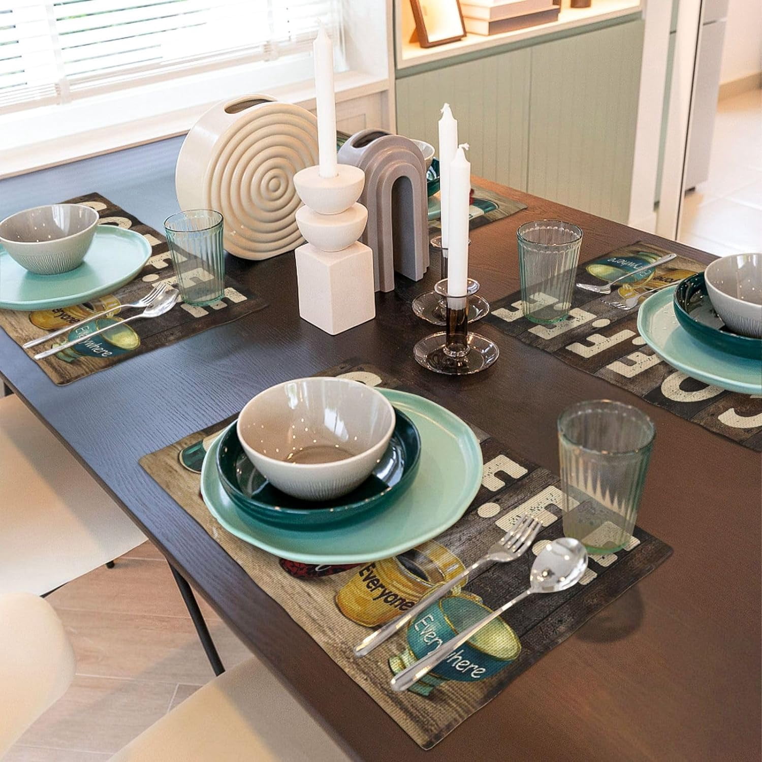 Christian Coffee Placemats Set of 4 Coffee Table Mats Washable Place Mats for Home Party Indoor Kitchen Dining Table Decoration 12x18 Inch