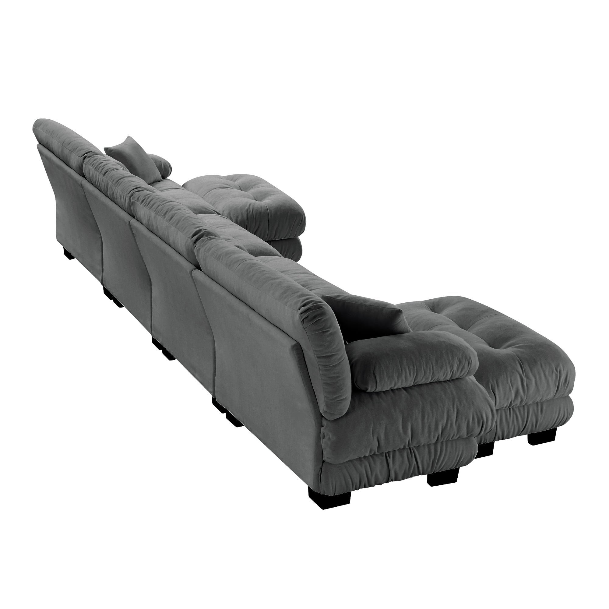 MAYEERTY 173.2in U Shaped Modular Sectional Sofa, 4-Seater Couch with 2 Ottomans for Living Room, Free Combination, Gray