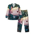 thumbnail image 1 of Balery Whimsical Axolotl Fantasy Pijama para Hombre de Dos Piezas con Manga Larga, Conjunto de Dormir y Descanso Suave con Bolsillos-Medium, 1 of 7