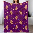 thumbnail image 2 of Christmas Gingerbread Throw Blanket Soft Warm Ball Purple Lightweight Flannel Plush Fuzzy Blankets Gift for Women Kids Boys Teens 50X60 in, 2 of 6