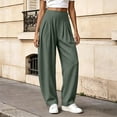 thumbnail image 2 of Womens Cotton Pants High Waist Baggy Barrel Loose Fit Boho Pants Summer Beach Vacation Trousers with Pockets, 2 of 7