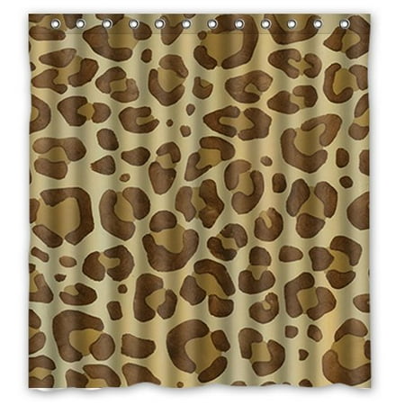 Leopard Print Bathroom Sets GreenDecor Print Leopard Print Waterproof Shower Curtain Set with Hooks Bathroom Accessories Size 66x72 inches ()