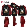 thumbnail image 2 of PatPat Family Matching Pajamas Sets Merry Christmas Letter Antler Print Plaid Splice Pajamas Sets for Family (Flame Resistant), 2 of 4