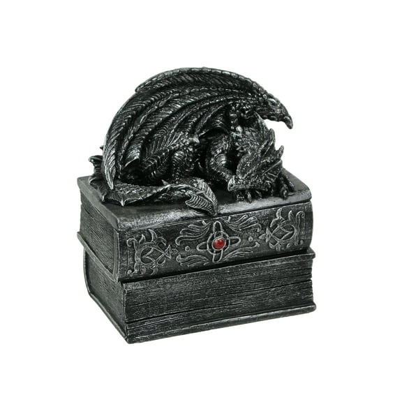 DWK Sleeping Dragon Pewter Lidded Trinket Box - 7"