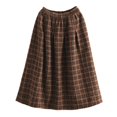 thumbnail image 6 of Women Plaid Skirt with Pockets Midi Length Vintage A Line Skirts (Orange M), 6 of 7