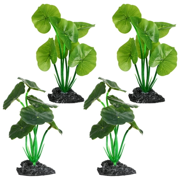 shuaien 4 Pcs Medium Artificial Aquarium Plants, 6-7 Inch Tall Fish Tank Decor for Community and Mid-Size Fish, Soft Resin Aquarium Leaf Grass for Aquarium Decor