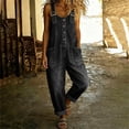 thumbnail image 5 of ClodeEU Women's Wide Leg Denim Bib Overalls,Casual Loose Baggy Jumpsuit with Pockets Black,Women's Plus L, 5 of 7