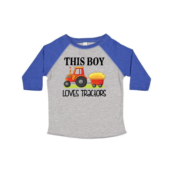 Inktastic Farming Cute Boy Loves Tractors Boys Toddler T-Shirt
