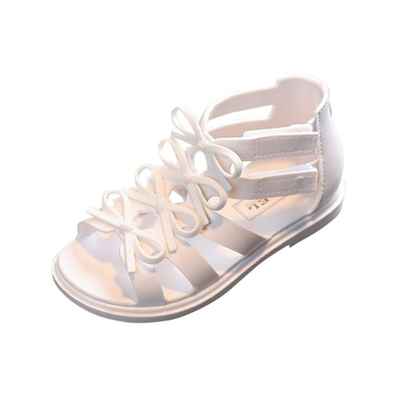AnuirheiH Toddler Shoes Baby Girls Cute Solid Color Bow Hollow Out Non-slip Soft Sole Beach Roman Sandals