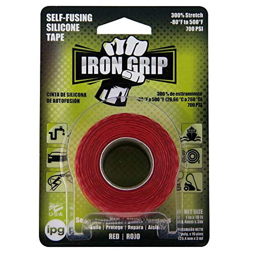 Single Roll Red IPG Iron Grip Self-Fusing Silicone Tape 1 x 10 ft 