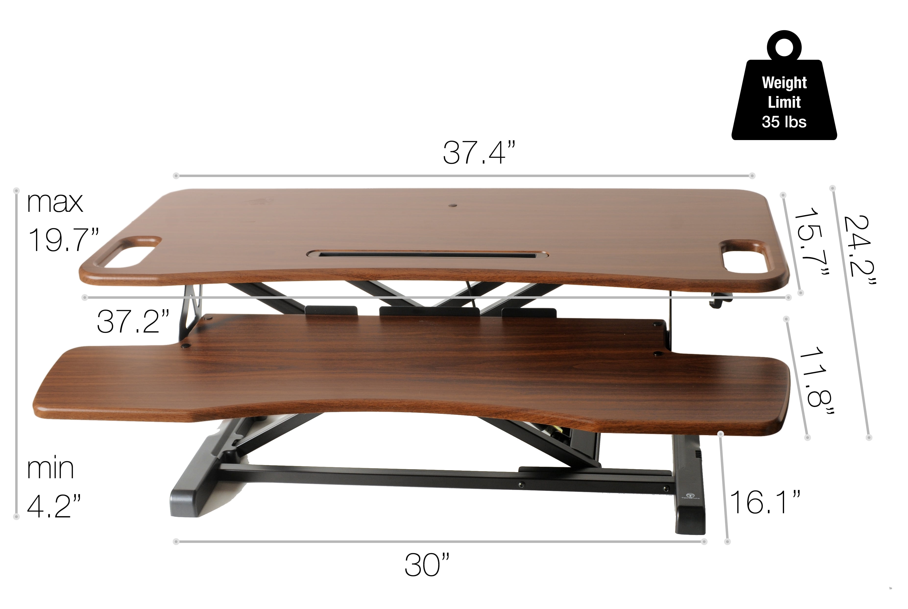 TechOrbits Rise-X Pro Standing Desk Converter - Height Adjustable Stand Up Desk Riser - Sit to Stand Desktop Workstation