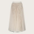 thumbnail image 2 of Sequin Skirt Elastic High Waisted A-Line Sparkle Pleated Skirts Color:Beige Size:L, 2 of 7