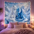 thumbnail image 2 of White Wolf and Blue Dragon on Icy Mountain, Serene Fantasy for Fantasy Art Lovers, Mystical Wildlife Wall Decor, Christmas Gift, Tapestry Wall Hanging for Bedroom and Living Room, 2 of 6