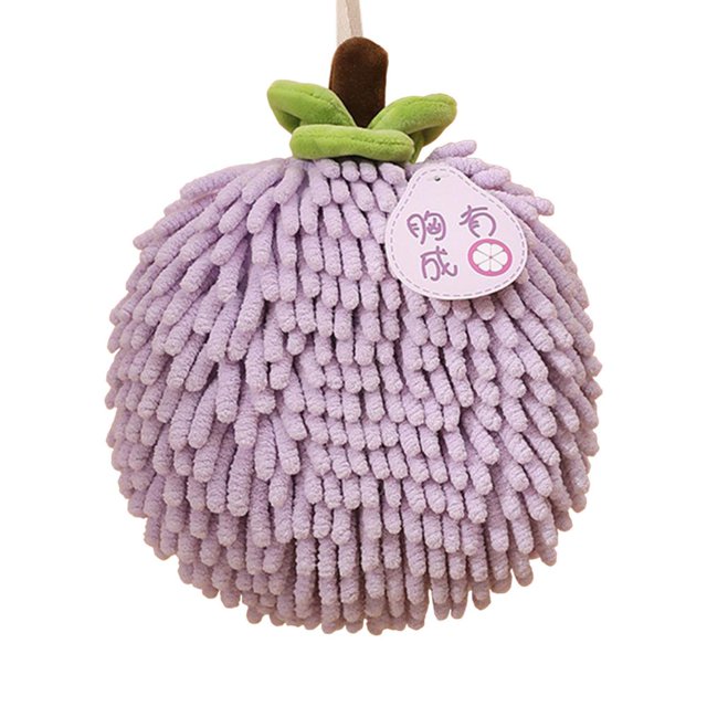 Feltree Cute Fruit Fuzzy Ball Hand Towel with Hanging Loop - Super Absorbent & Soft for Kitchen and Bathroom Decor