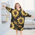 thumbnail image 5 of FORMRS Wearable Blanket Hoodie with Sleeves for Kids Cozy Flannel Sweatshirt, Black Sunflower Pattern, 5 of 7