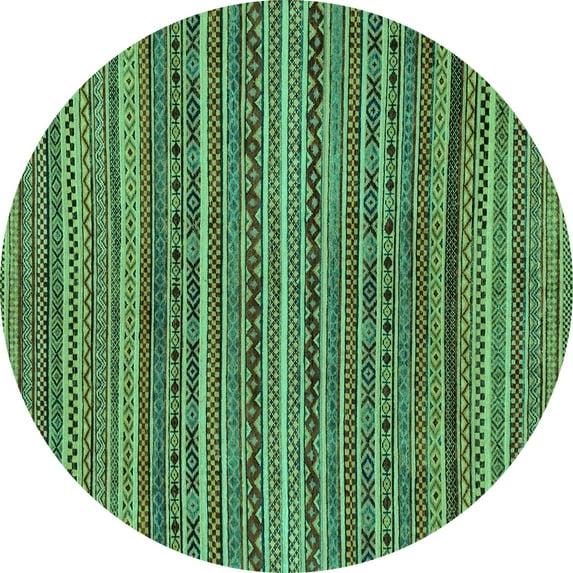 Ahgly Company Indoor Round Abstract Turquoise Blue Modern Area Rugs, 4' Round