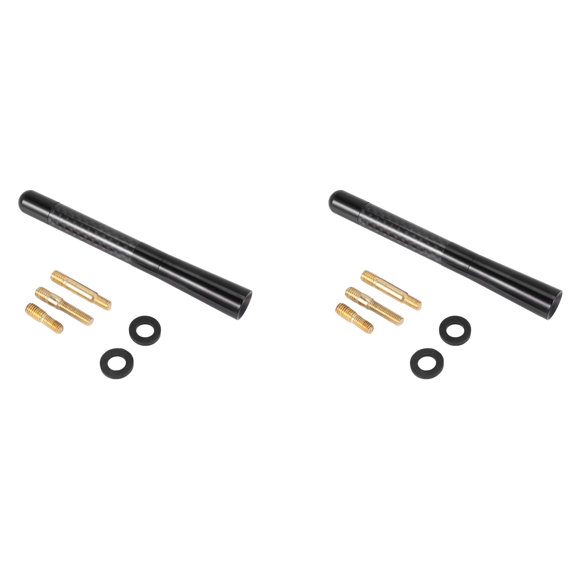 2X Universal 5 Inch 120mm Black Antenna Carbon Fiber Printer Short-on Car Radio AM/FM Aerial + Adapter