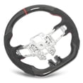 thumbnail image 1 of Carbon Fiber Suede Steering Wheel, Heat Resistant  Finger Ridges Red Stitching Steering Wheel With Paddle Shifter Holes For Car, 1 of 8