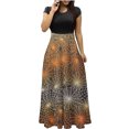 thumbnail image 2 of TIMIFIS Robes Maxi d'Halloween pour Femmes Manches Courtes Cosplay Fête Robe Évasée Vintage Horreur Citrouille Imprimée Bal Automne/hiver, 2 of 5