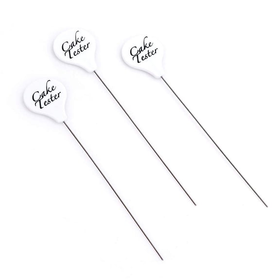 Raindrops 3Pcs Stainless Steel Cake Tester with White Anti Slip Grip for Baking and Bread