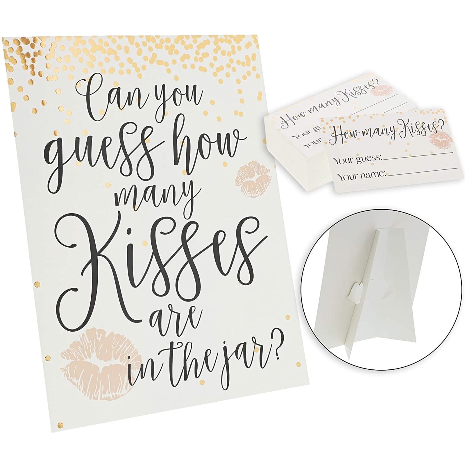 60 Cards Bridal Shower Game with Sign Stand, Guess How Many Kisses, Party Game - Walmart.com