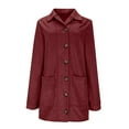 thumbnail image 3 of XUNKUSGA Women's Faux Suede Jacket Casual Button Down Long Sleeve Shackets for Women 2025 Trendy Solid Color Jackets for Women with Pockets Cardigan for Women S-2XL Red, 3 of 8