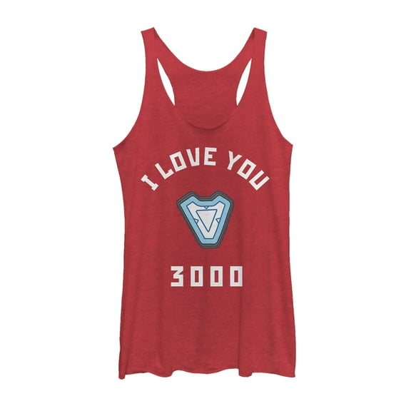 Women's Marvel I Love You 3000 Iron Man Reactor  Racerback Tank Top Red Heather 2X Large
