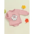 thumbnail image 3 of Infant Baby Girls Halloween Outfits Ghost Letter Long Sleeve Sweatshirt Romper Bodysuit Fall Holiday Clothes 0-24M, 3 of 8