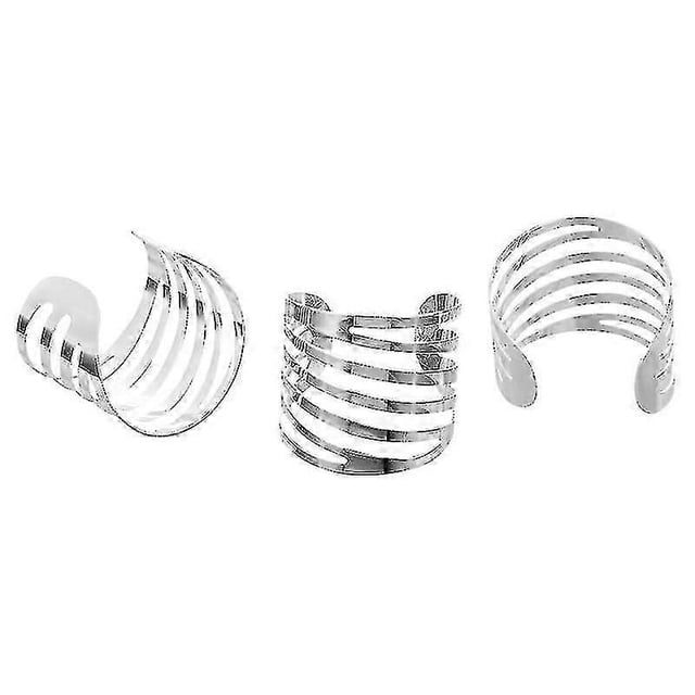 3pcs Hollow Napkin Rings Fashion Napkin Buckles Table Accessories (silver)
