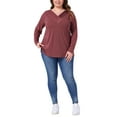 thumbnail image 2 of Agnes Orinda Plus Size Tunic Tops for Women  Long Sleeve V Neck Button Fall Pullover Shirt Loose Blouse 4X Burgundy, 2 of 6
