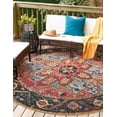 thumbnail image 7 of Unique Loom Outdoor Traditional Collection Area Rug - Regal (7' 10" Round Rust Red and Blue/Yellow), 7 of 7