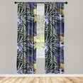 thumbnail image 3 of Ambesonne Nature Abstract Curtains, Psychedelic Foliage, Pair of 28"x63", Indigo Mustard Dimgray, 3 of 5