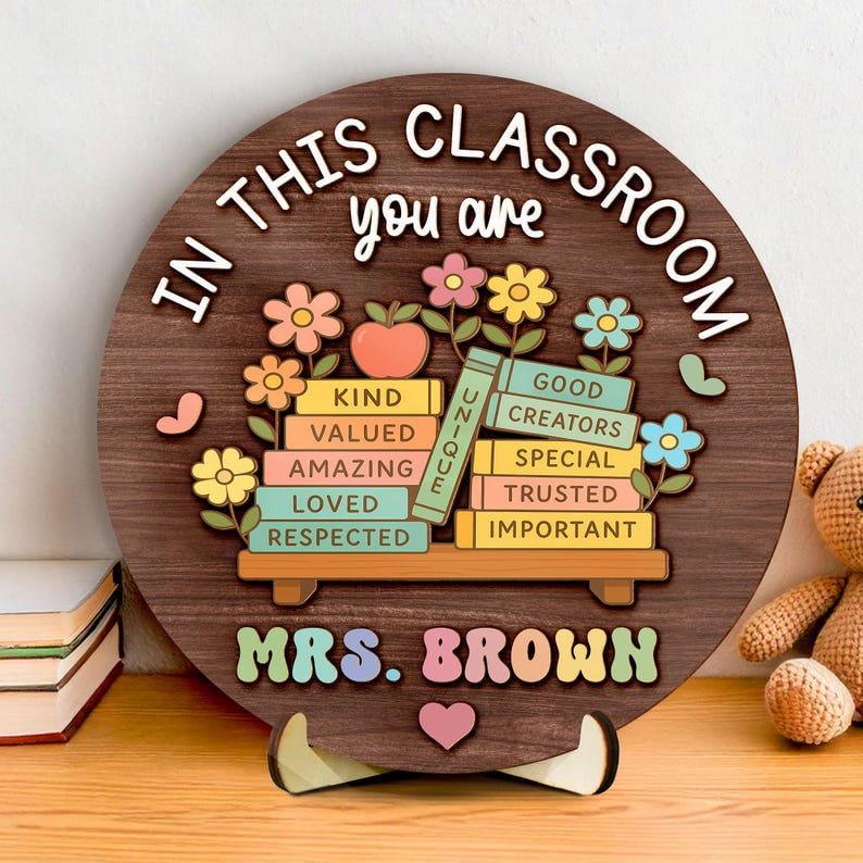Personalized Teacher Door Hanger – Custom Classroom Welcome Sign, Back to School Gift, Teacher Decor & Classroom Holiday Decoration