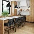 thumbnail image 2 of Nathan James Cohen Mid-Century Modern Leather Bar Stool, Counter Height Chair in Solid Wood Frame with Footrest and Woven Leather Back for Kitchen, Black, 2 of 7