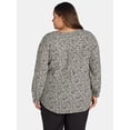 thumbnail image 3 of Terra & Sky Women's Plus Size Pintuck Blouse Top with Long-Sleeves, Sizes 0X-5X, 3 of 5
