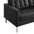 thumbnail image 5 of Modway Loft Tufted Vegan Leather Upholstered Living Room Loveseat in Silver Black, 5 of 8