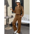 thumbnail image 6 of Women'S 2 Piece Lounge Sets Side Slit Outfits Wide Leg Tracksuit Comfy Loungewear Fashion Sweatsuit Brown XXXL, 6 of 9