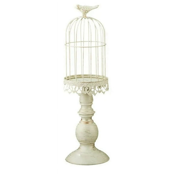 Vintage Bird Cage Candle Holder Wedding Table Decoration Props Metal Iron Holder,White,L