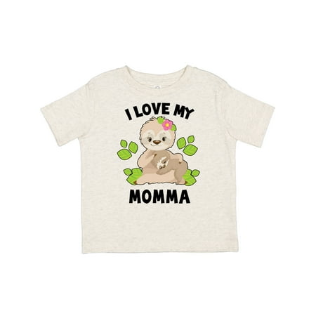 

Inktastic Cute Sloth I Love My Momma with Green Leaves Gift Toddler Boy or Toddler Girl T-Shirt