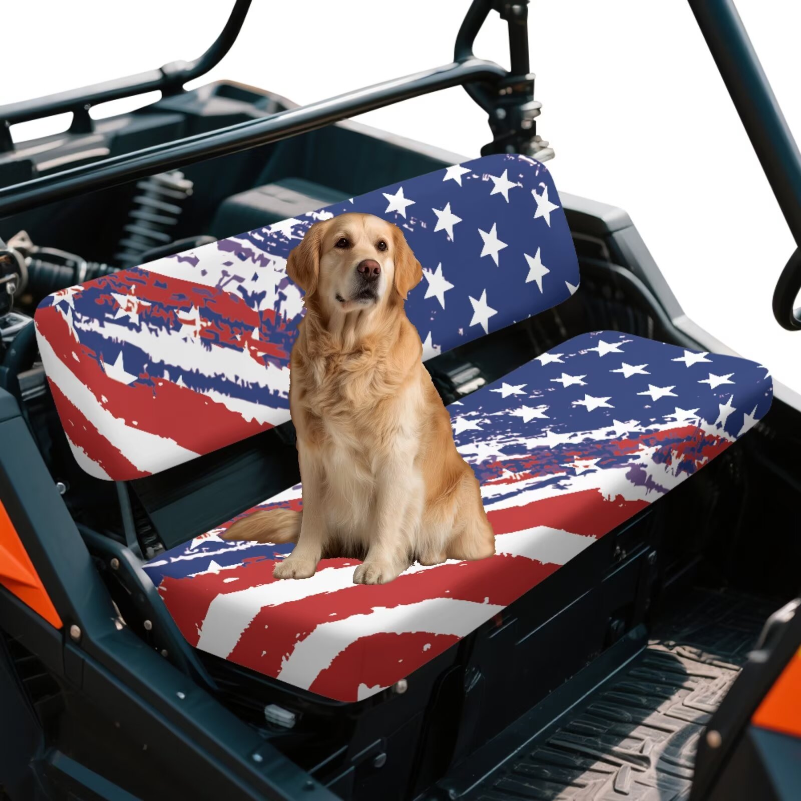 Garronmavis UTV Seat Covers for Mule Seat Accessories Parts Anti-Slip Dirt-Proof Full Protection Compatible with Kawasaki Mule 40104x4 FE(2021-2025) American Flag