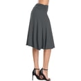 thumbnail image 3 of LWavelet Ruched Waist A-Line Midi Skirt Women Office Casual Flowy Stylish Versatile Bottoms Dark Gray XL, 3 of 7