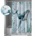 thumbnail image 4 of Coastal Whale Waterproof Fabric Shower Curtain, Nautical Ocean Shells Seaweed Coral Shower Curtain for Bathroom Curtains Bathtubs Hotel Washable Shower Curtains with 12 Hooks Stall 54x78in, 4 of 6