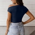 thumbnail image 4 of FUYUDY Women Tshirts Slim Fit Ribbed Short Sleeve T-Shirt Soft Basic Stretch Casual Tee Tops For Everyday Comfort Leisure Female Solid Color Dailywear, 4 of 6