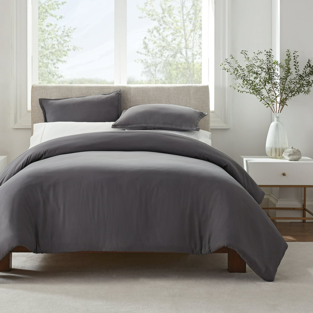 Serta Simply Clean Antimicrobial Solid 3 Piece Duvet Set