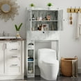 thumbnail image 2 of Over The Toilet Storage Cabinet,Bathroom Storage Cabinet with Wooden Doors,Bathroom Organizer Over-The-Toilet Cabinet(Distressed White), 2 of 8