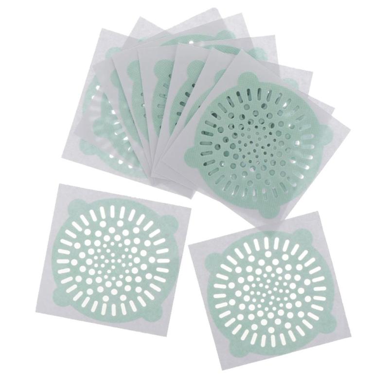 5pcs Filter Screens Disposable Drain Sticker Hair Filter Floor Drain Green