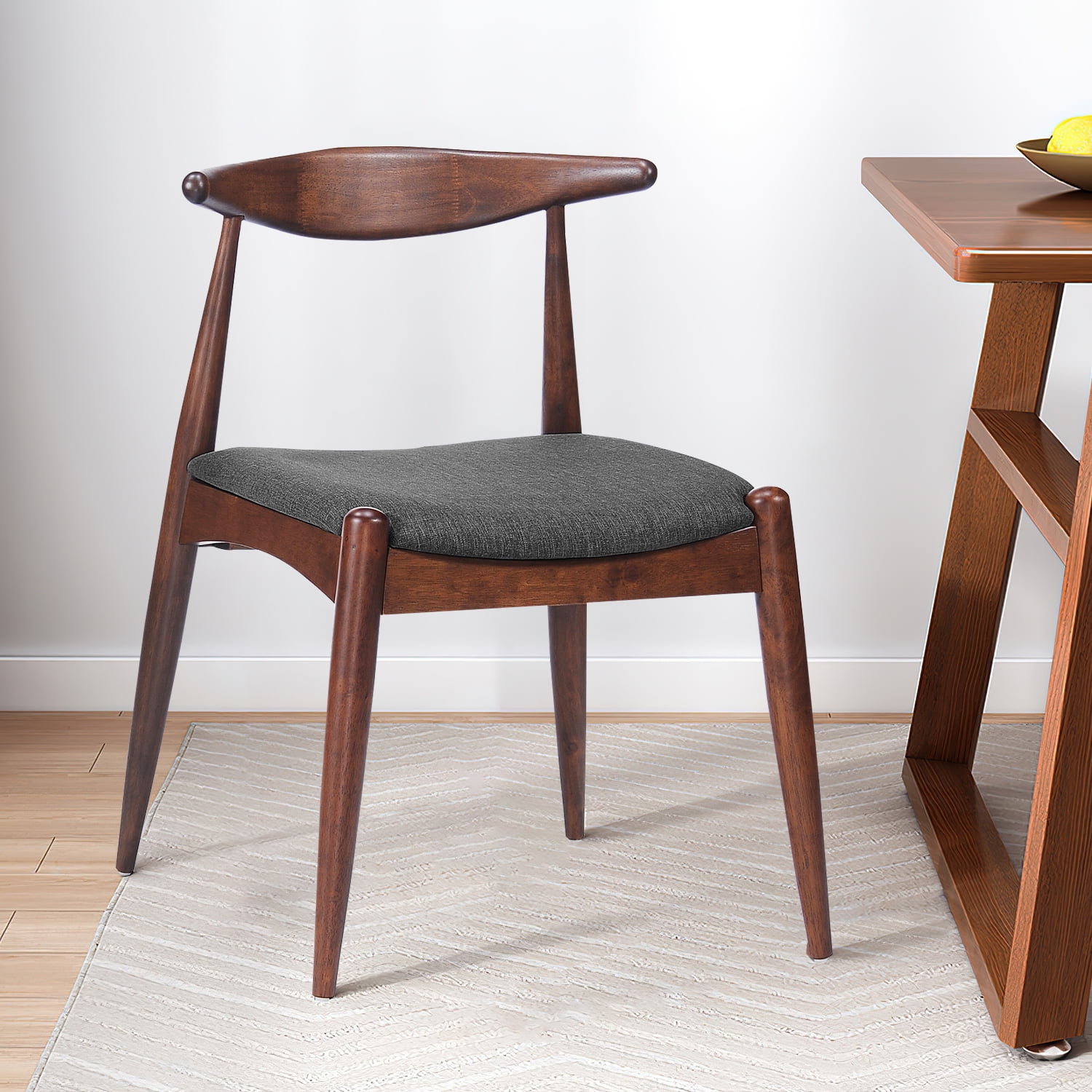 Kadyn Fabric Upholstered Dining Chairs, Mid-Century Modern Dinner Chairs for Dining Room Coffee House, Kitchen Chair Set of 2, Charcoal Kadyn Fabric Upholstered Dining Chairs, Mid-Century Modern Dinner Chairs for Dining Room Coffee House, Kitchen Chair Set of 2, Charcoal