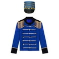 thumbnail image 3 of Aislor Kids Boys Drummer Marching Band Halloween Costume Solider Long Sleeve Tassel Coat with Hat Royal Blue 16, 3 of 7