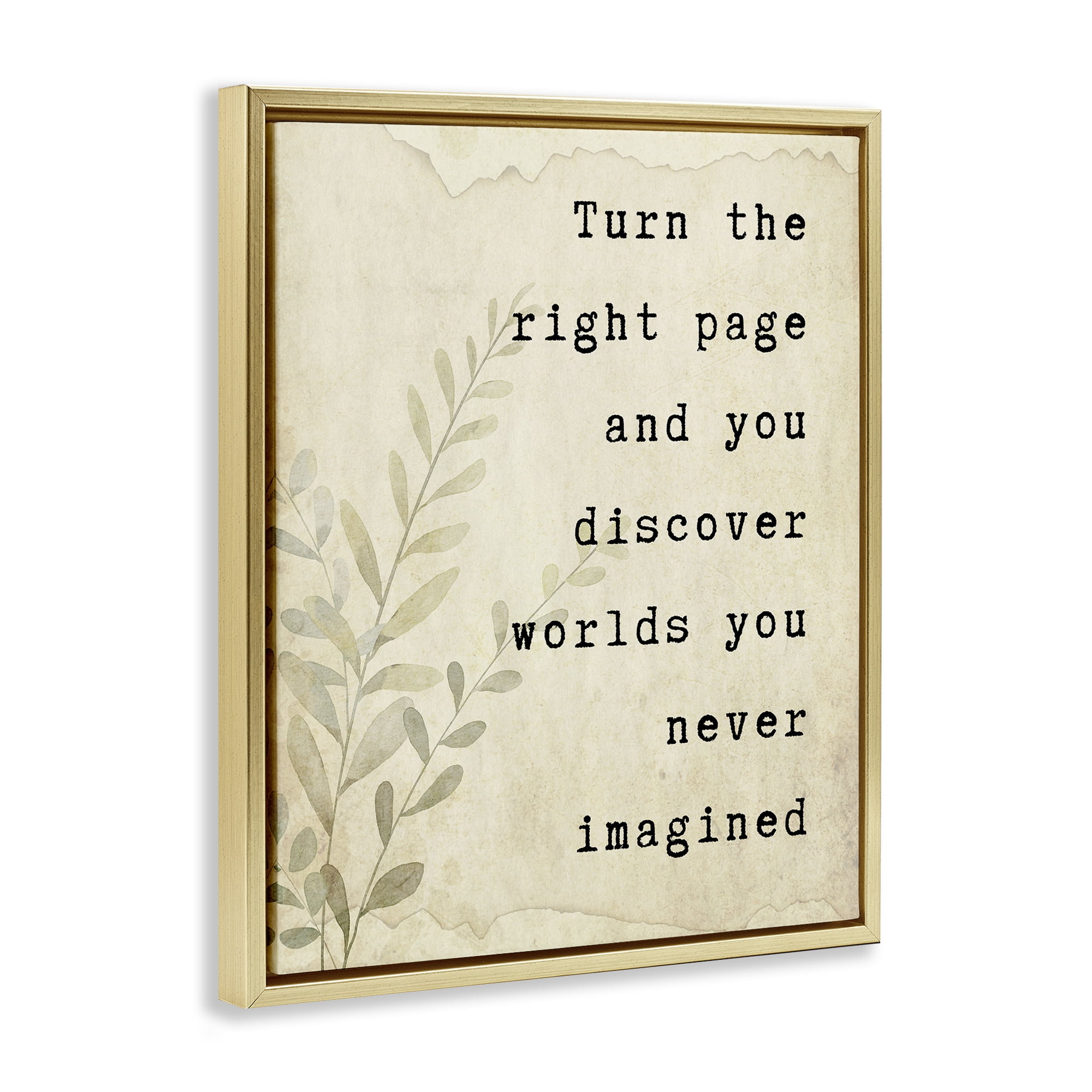 Stupell Industries Literary Wonders Quote Gold Framed Floater Canvas Wall Art, design by Julia Frost